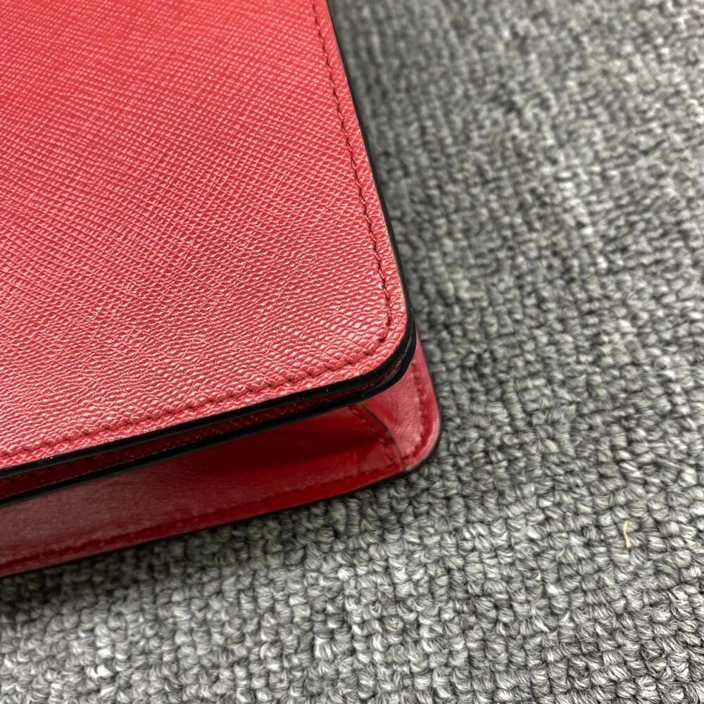 100% Authentic Prada Saffiano Red Leather Crossbody Bag - Picture 8 of 14